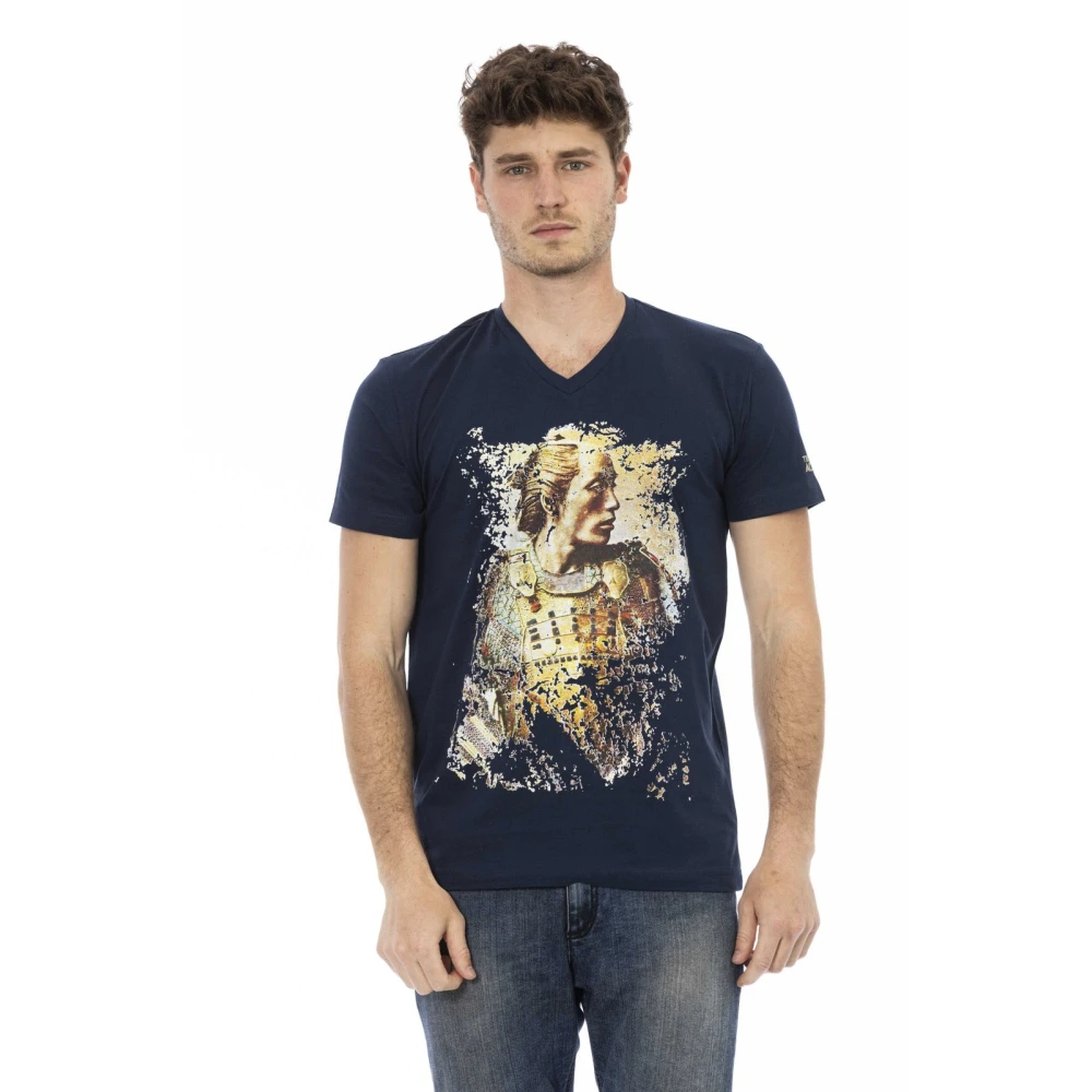 Trussardi Herren Blau - Kurzarm V-Ausschnitt T-Shirt - Tops - M