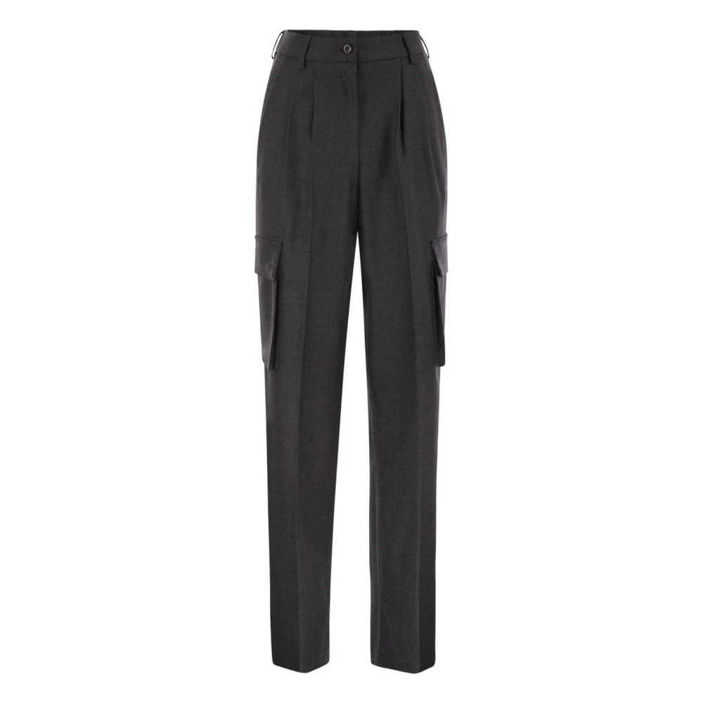 Herno Damen Grau - High-Waisted Cargo-Hose Mit Bundfalten - Trousers - L