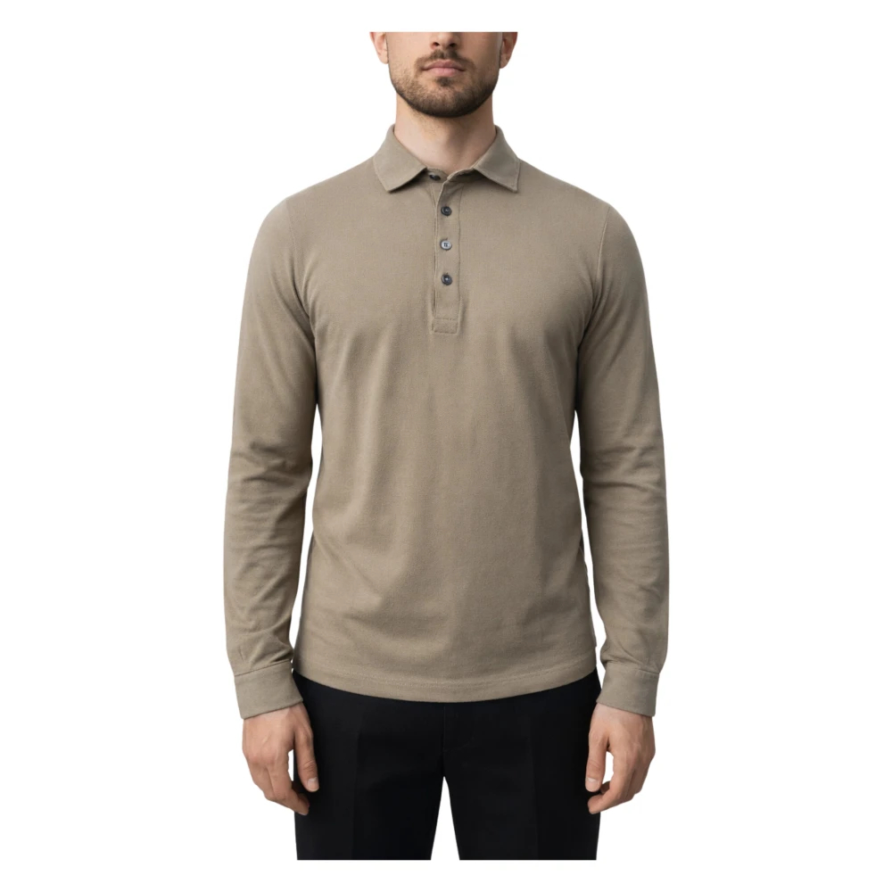 Gran Sasso Herren Grün - Langarm-Polo Aus Krepp-Baumwolle - Tops - 2XL