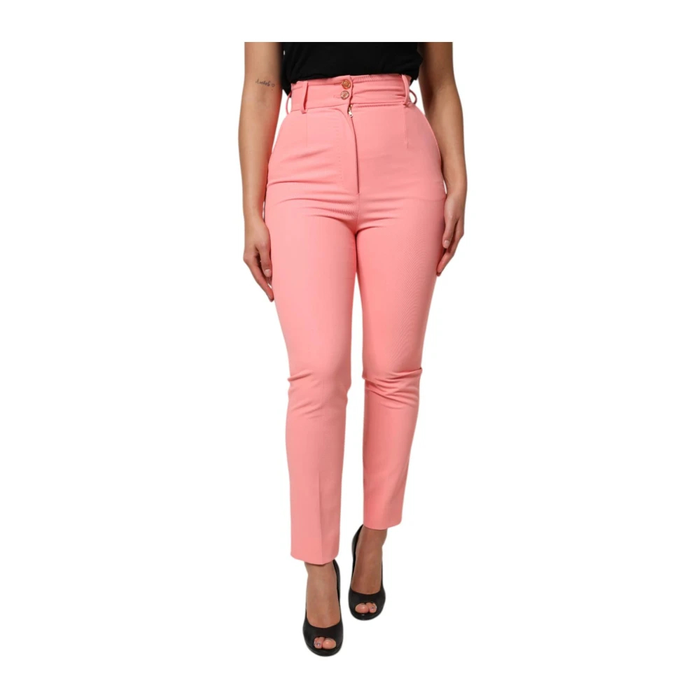 Dolce & Gabbana Damen Rosa - High Waist Tapered Hose - Trousers - 2XS