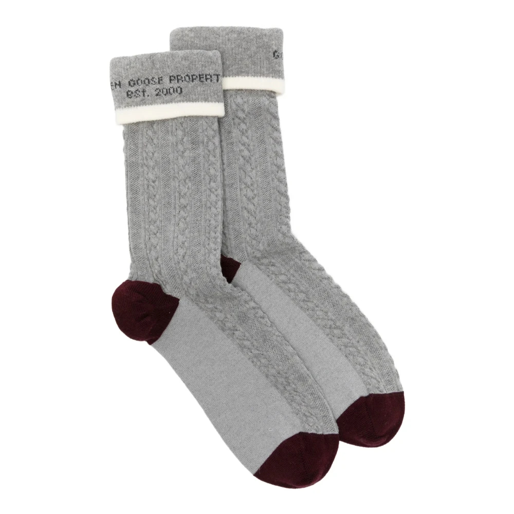 Golden Goose Unisex Grau - Socken High Rib Braid Jacquard Logo - Underwear - L