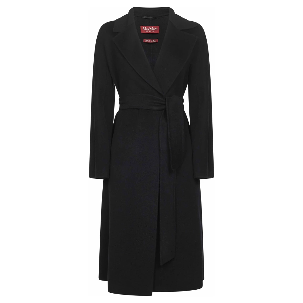 Max Mara Studio Damen Schwarz - Er Woll Seide Kaschmir Mantel - Coats - K - 2XS