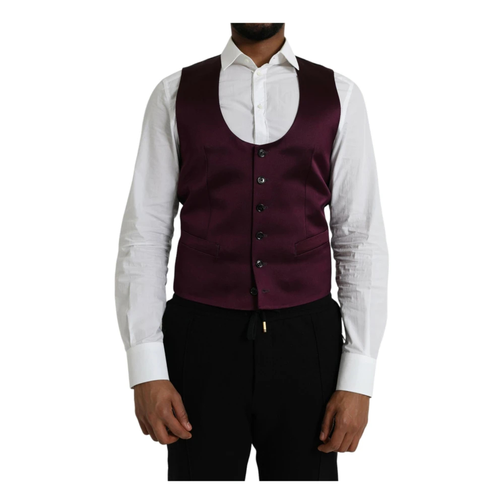 Dolce & Gabbana Herren Braun - Maroon Seiden Formelle Weste Kleid - Suits - S