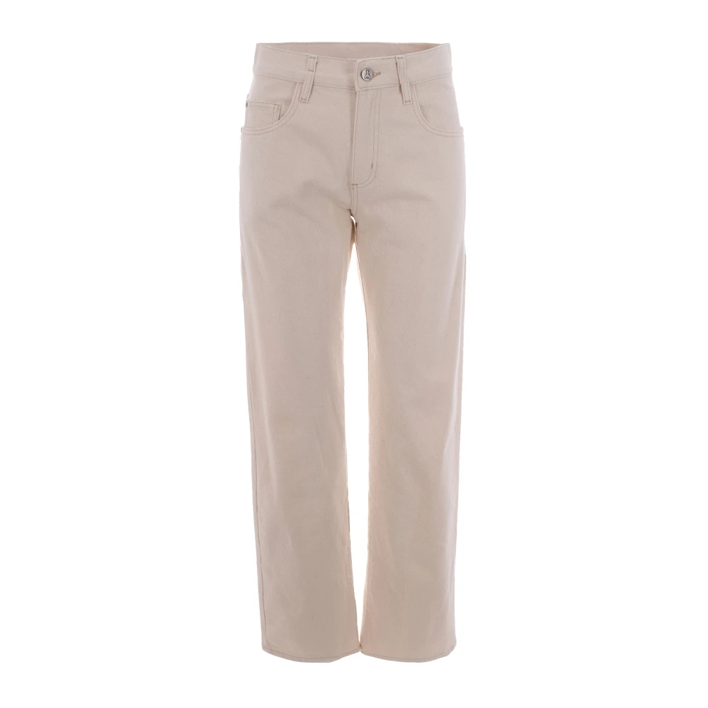 Patrizia Pepe Damen Beige - Gerades Jeans Mit Logo-Knopf - Jeans - W27