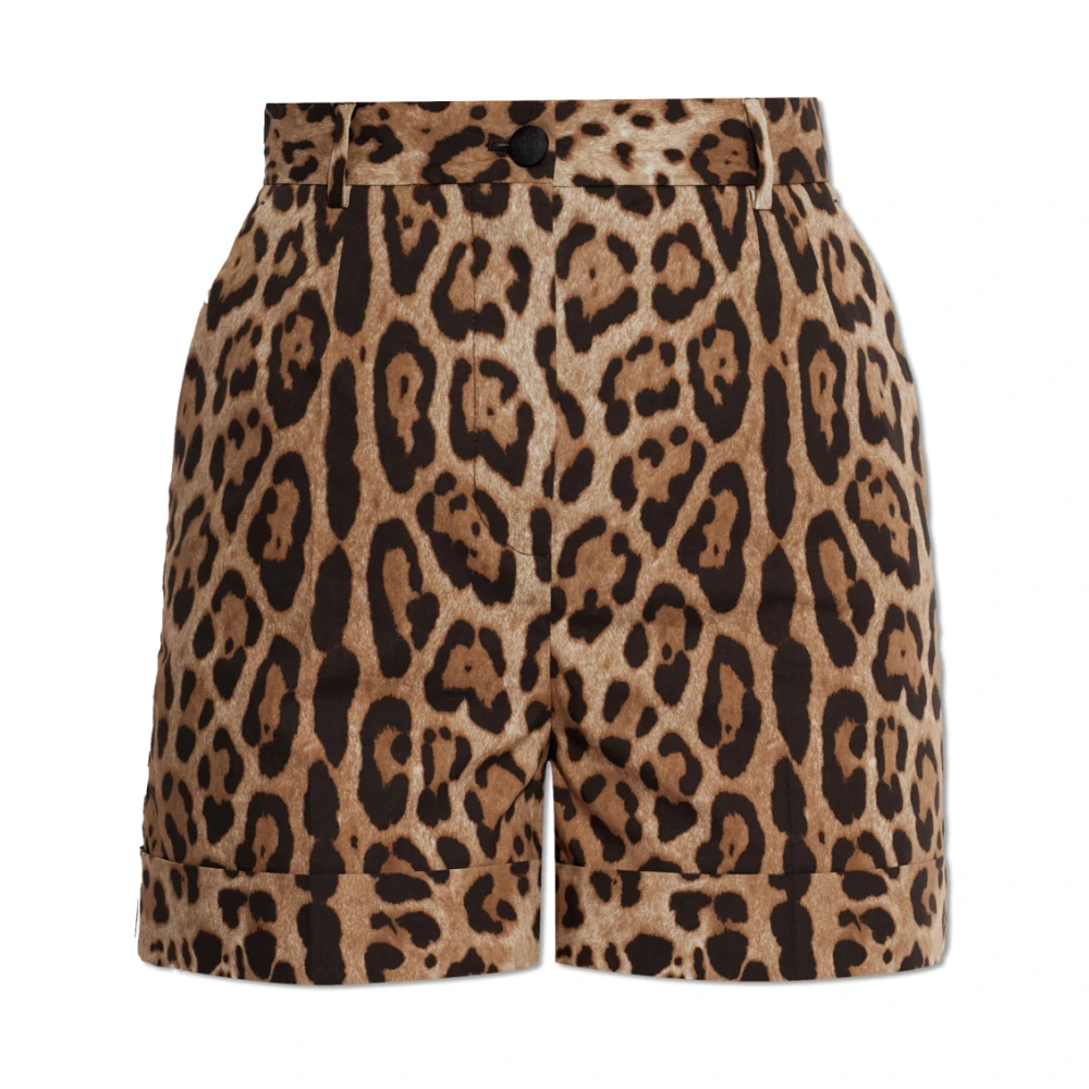 Dolce & Gabbana Damen Braun - Popeline-Shorts Mit Leopardenmuster - Shorts - Xs
