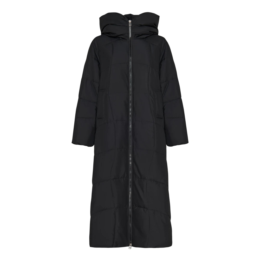 Cesare Gaspari Damen Schwarz - Oversized Kapuzen-Puffer-Mantel Mit Kunstpelzmanschetten - Coats - K - M