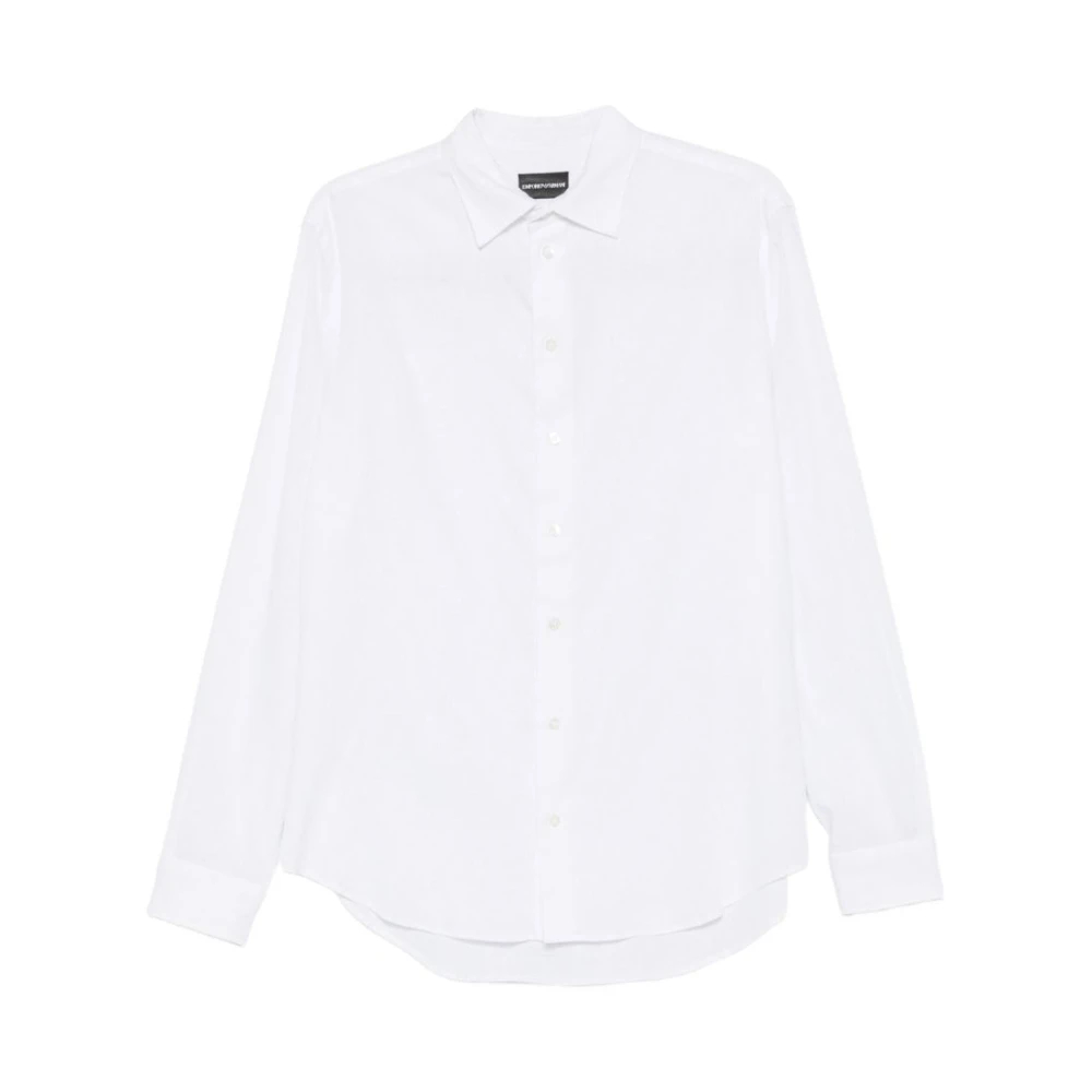 Emporio Armani Herren Weiß - Button Leinenhemd - Shirts - Xl