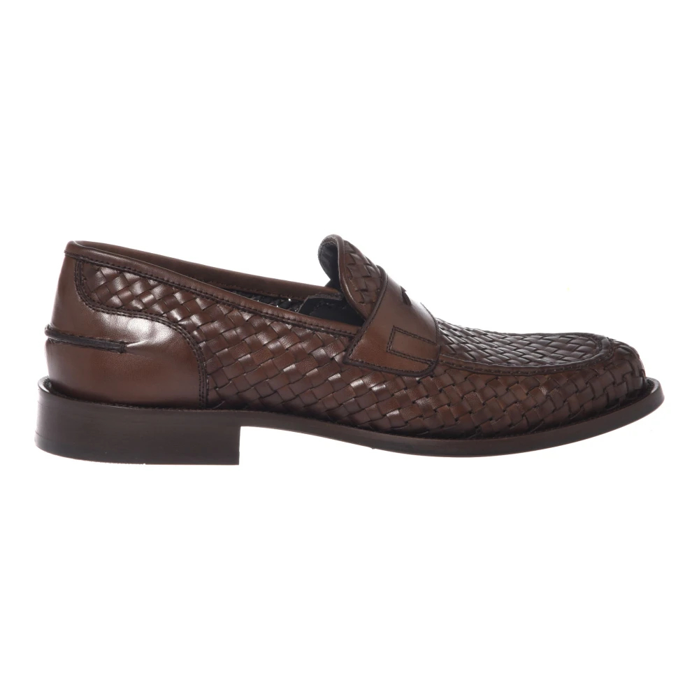 Baldinini Herren Braun - Braided Leather Loafer - Shoes - 45 Eu