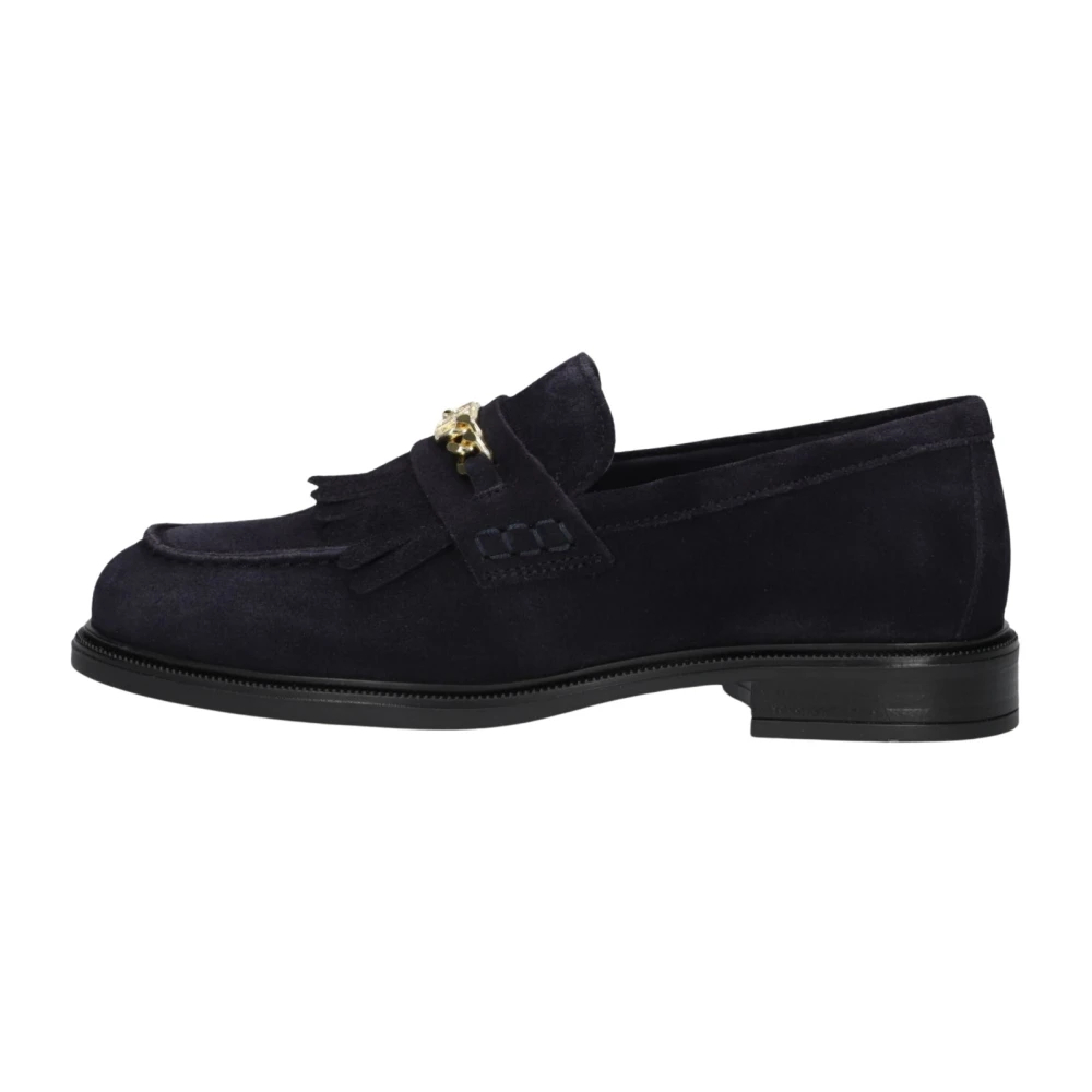 Tommy Hilfiger Damen Schwarz Loafer "Th Chain Fringe Suede Loafer", Gr. 40, (Dunkelblau), Veloursleder, Schuhe Loafer, Blockabsatz, Slipper Mit Mo... - Bild 5