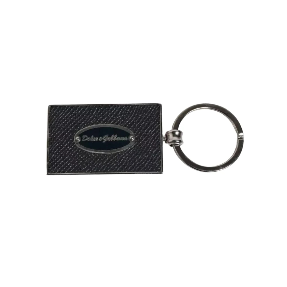 Dolce & Gabbana Herren Schwarz - Luxuriöser Leder Schlüsselanhänger Mit Metallring - Accessories - K - One Size