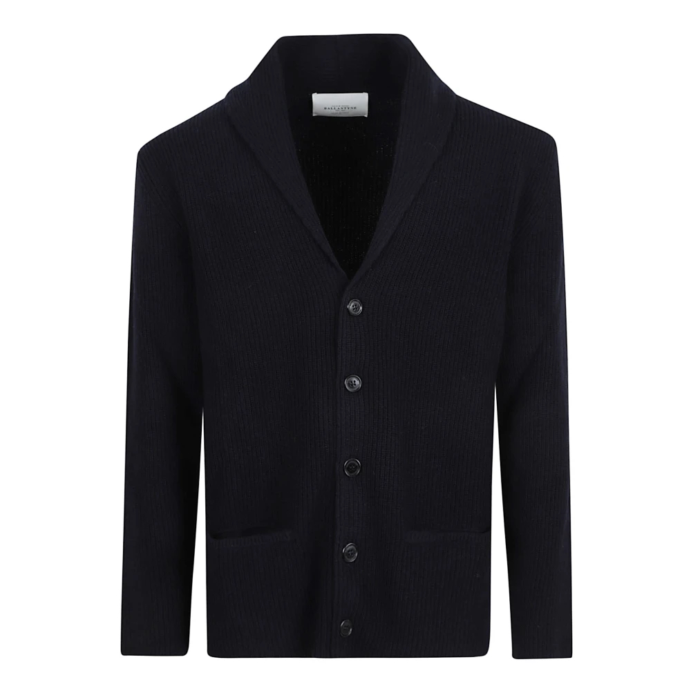 Ballantyne Herren Schwarz - Navy Pullover Klassisches Fischgrätenmuster - Knitwear - K - L