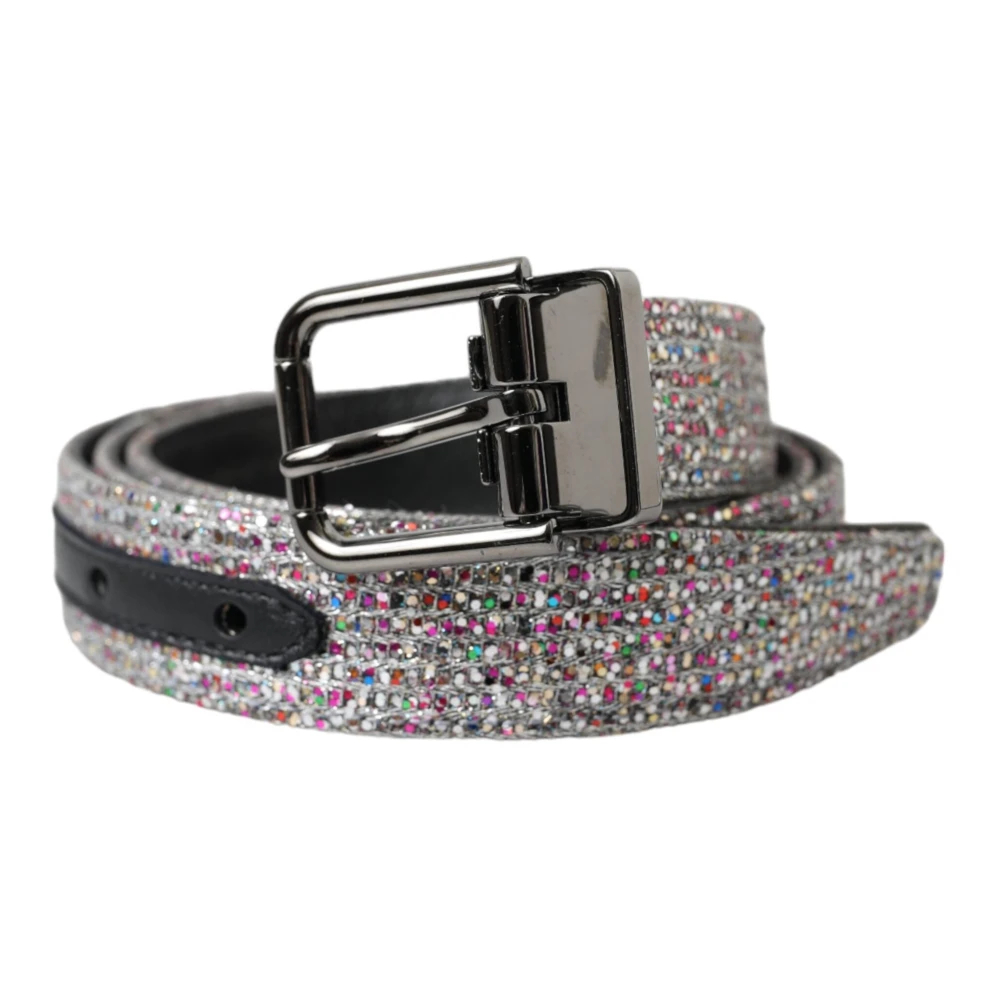 Dolce & Gabbana Unisex Multicolor - Mehrfarbiger Verzierter Gürtel Mit Silberner Schnalle - Accessories - Mehrfarbig - One Size
