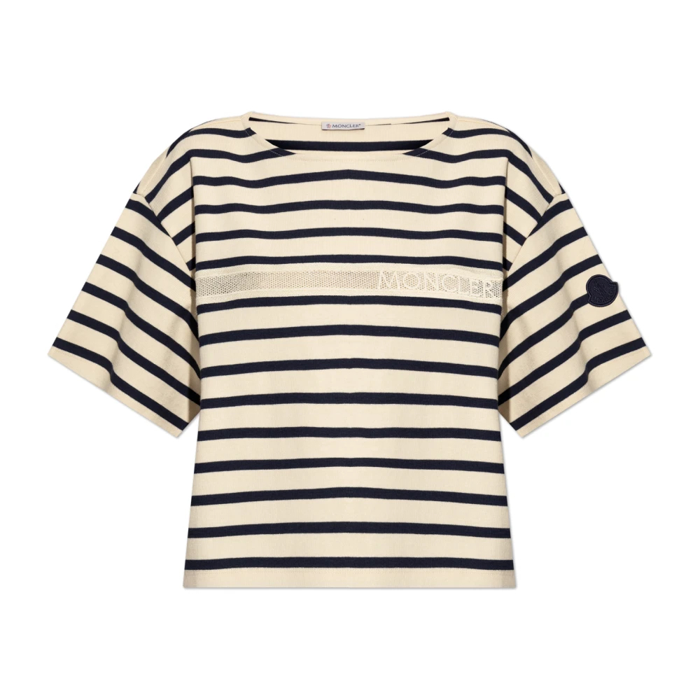 Moncler Damen Beige Gestreiftes T-Shirt - Bild 4