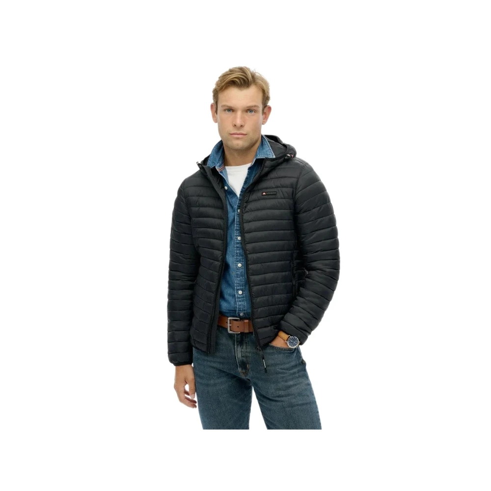 Superdry Herren Dunkelgrau/Schwarz Steppjacke "Hooded Fuji Lite Jacket", Gr. S, (Jet Schwarz), Web, Obermaterial: 100% Nylon, Unifarben, Slim Fit, Jacken Ste... - Bild 8