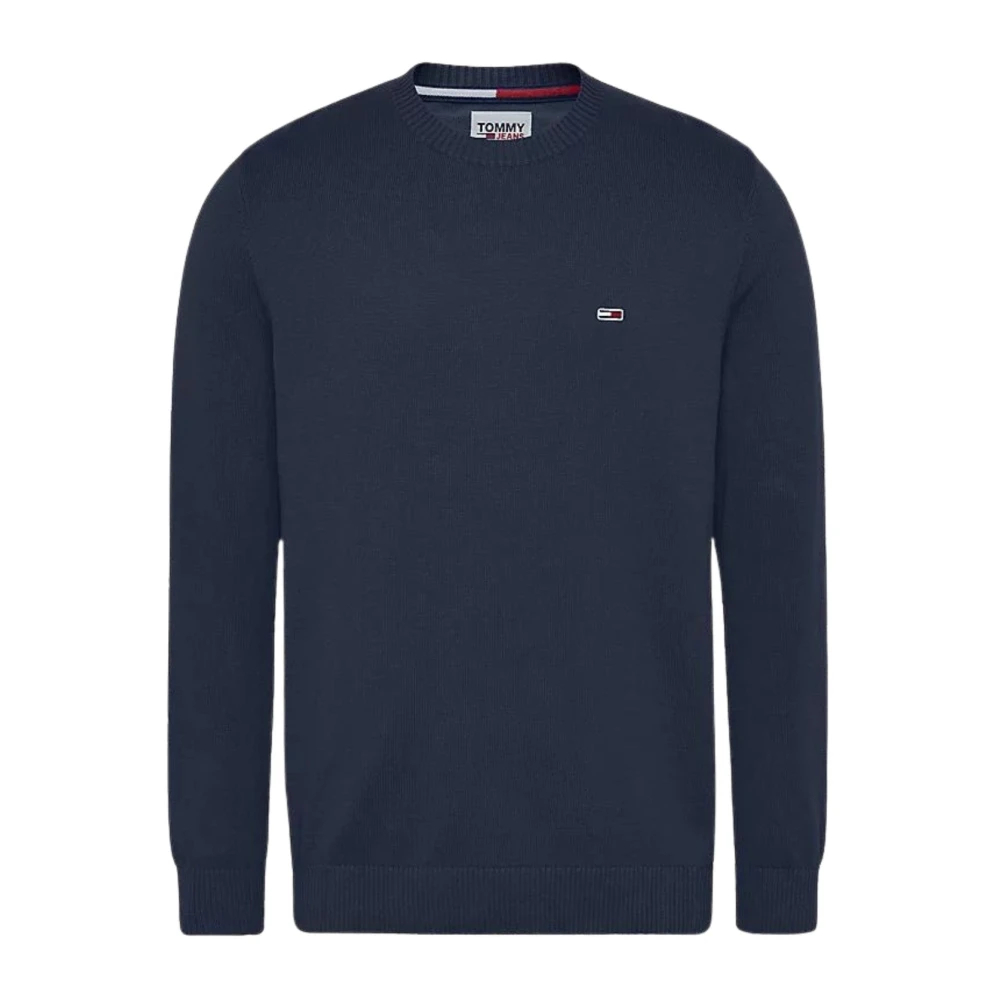 Tommy Jeans Herren Blau - Essentieller Baumwollpullover Mit Flaggen-Patch - Knitwear - M