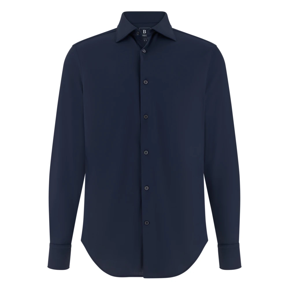 Boggi Milano Herren Blau - B Tech Slim Fit Stretch Polyamid-Hemd - Shirts - M