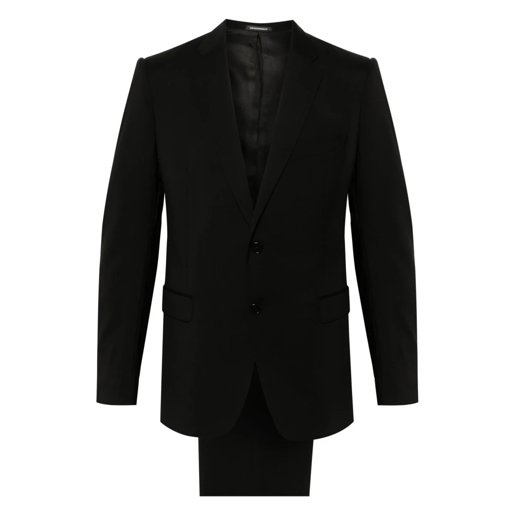 Emporio Armani Herren Schwarz - Klassischer Wollanzug Mit 2 Knöpfen - Suits - K - 5XL