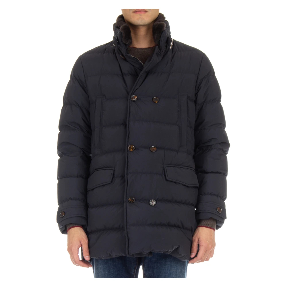 Moorer Herren Blau - Er Mantel Mit Abnehmbarer Kapuze - Jackets - 3XL