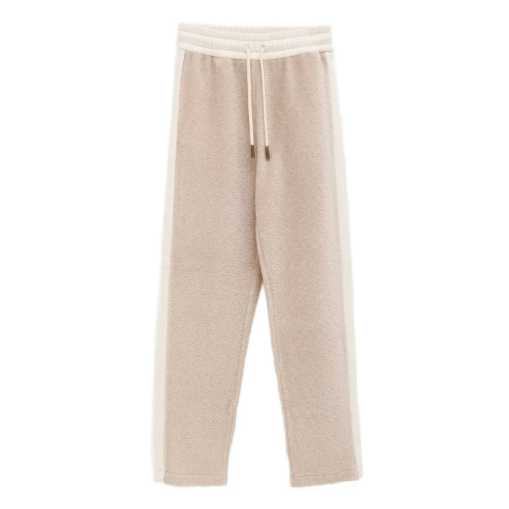 Moncler Damen Beige - Hose Mit Kordelzug Und Seitenstreifen - Trousers - Xs