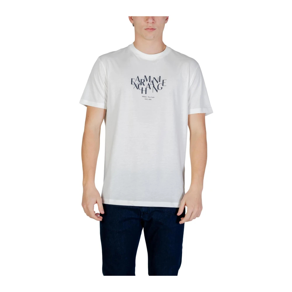 Armani Exchange Herren Weiß - Bedrucktes T-Shirt Mit Rundhalsausschnitt Und Kurzen Ärmeln - Tops - Xl