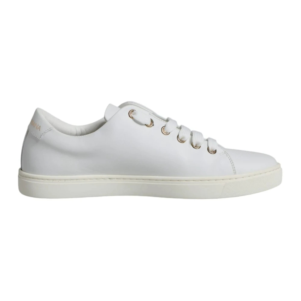 Dolce & Gabbana Damen Weiß - Heiliges Herz Studded Leder Sneakers - Shoes - 40 1/2 Eu