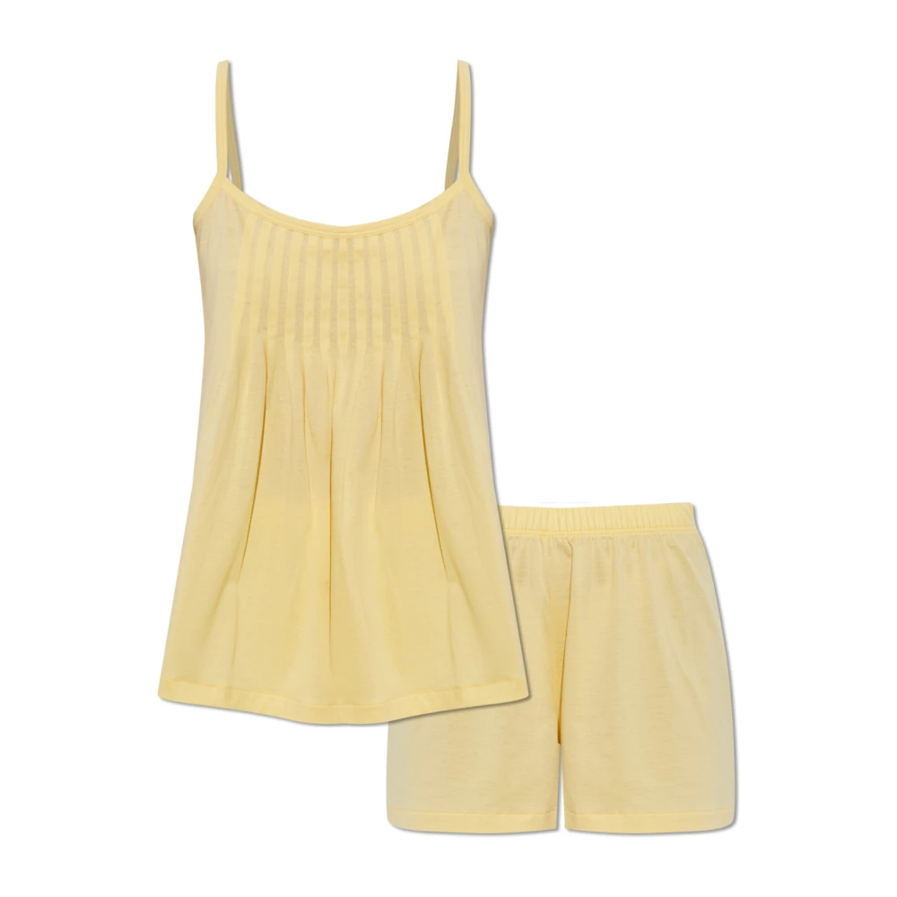 Hanro Damen Gelb - Juliet Plissee-Pyjama-Set Aus Baumwolle - Nightwear & Lounge - L
