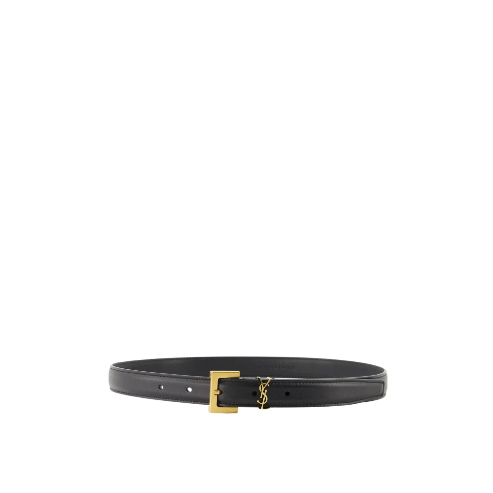 Saint Laurent  Schwarz Cassandre Schmaler Gürtel Mit Quadratischer Schnalle Aus Boxleder - 75 - Image 5