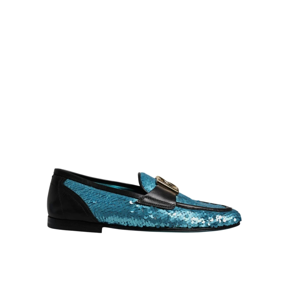 Dolce & Gabbana Herren Blau - E Pailletten Loafers Stilvolle Schuhe - Shoes - 39 Eu
