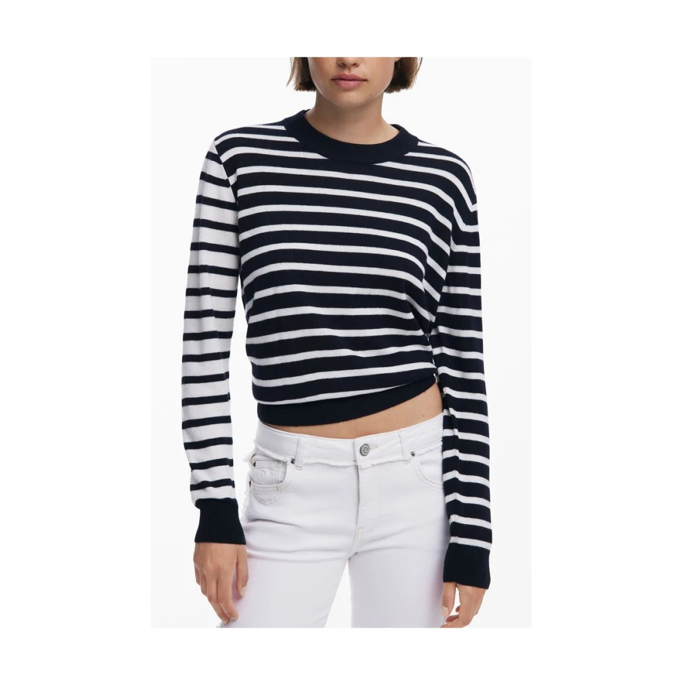 Desigual - Schwarzer Woll Damen Pullover Streifen Texturen - Knitwear - Damen - Schwarzk - Xs - Bild 6