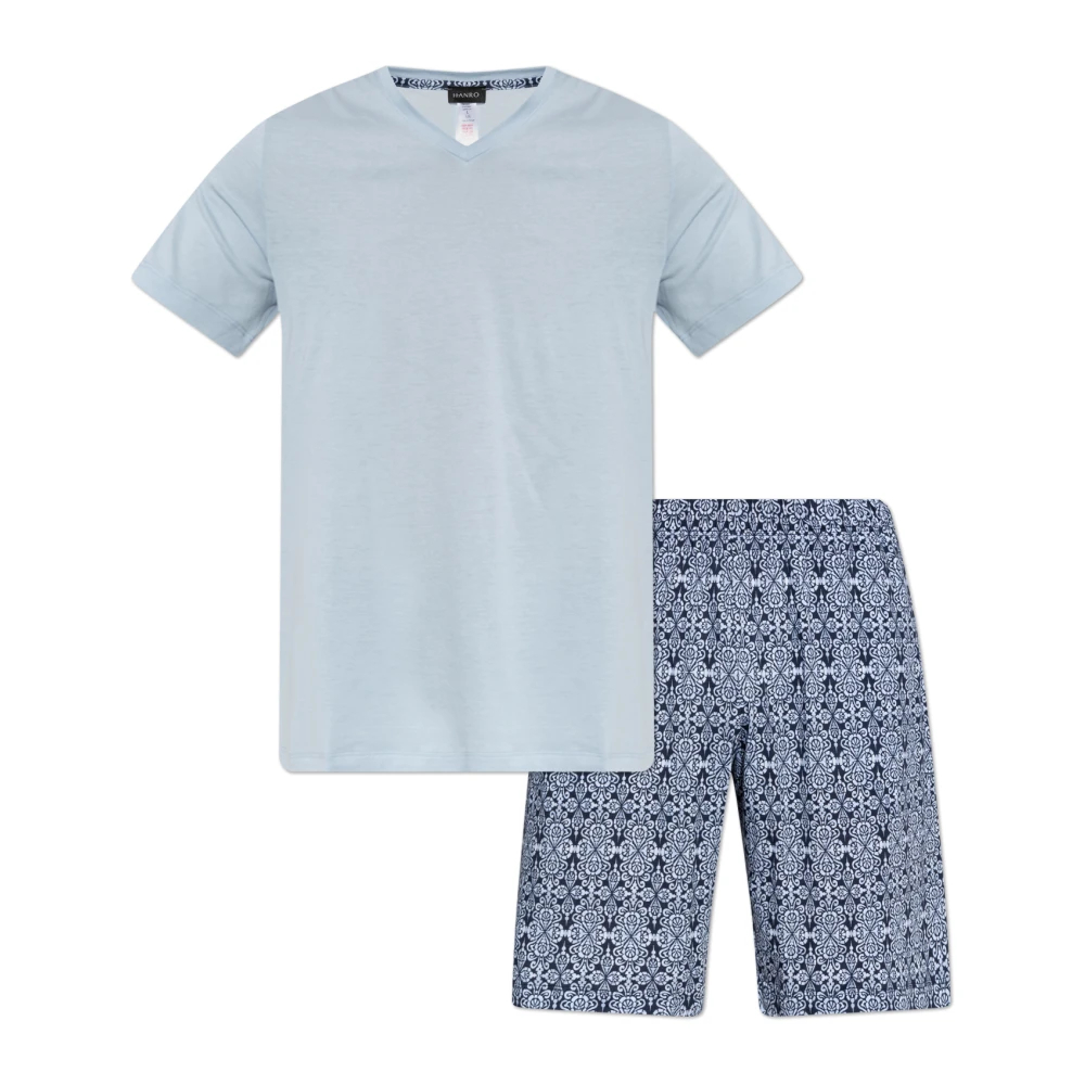 Hanro Herren Blau - Night & Day Kurzarm-Pyjama-Set - Nightwear & Lounge - 2XL