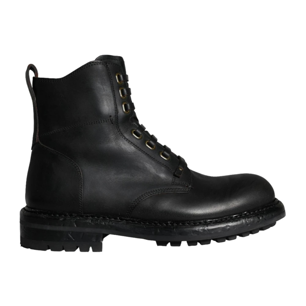 Dolce & Gabbana Herren Schwarz - E Lederstiefel Bis Zur Mitte Der Wade - Shoes - K -40 Eu