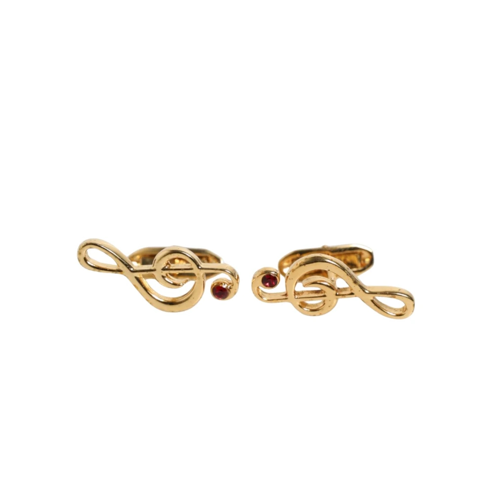 Dolce & Gabbana Herren Gelb - Goldene Musiknote Messing Manschettenknöpfe - Accessories - One Size