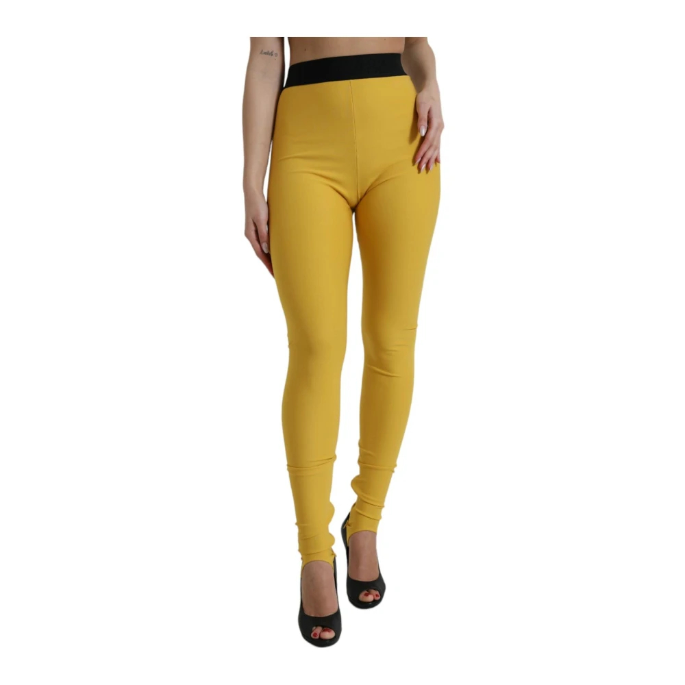Dolce & Gabbana Damen Gelb - Senfgelbe Highwaisted Leggings - Trousers - Xs