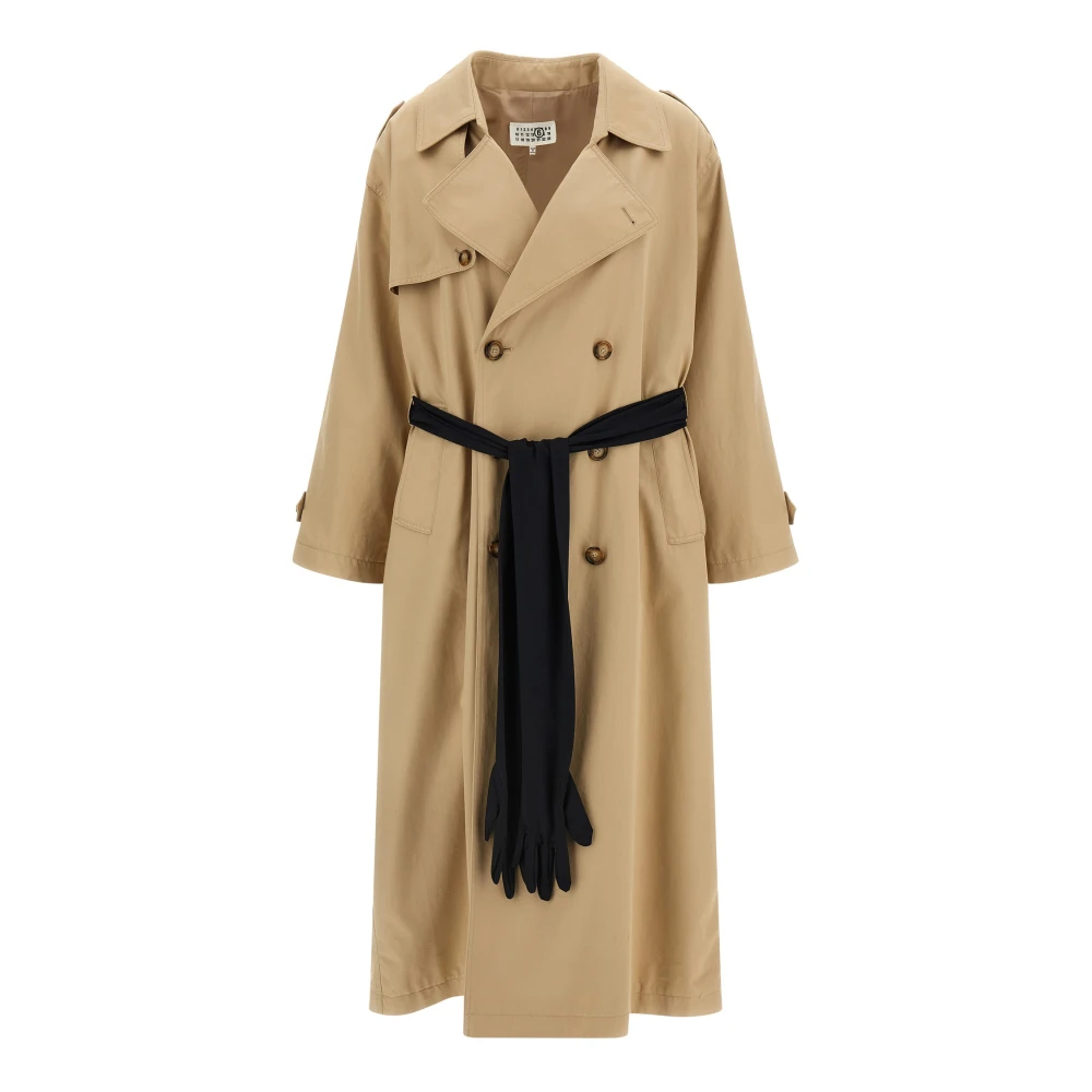 Mm6 Maison Margiela Damen Beige - Baumwoll-Trenchcoat Mit Handschuhen - Coats - 2XS