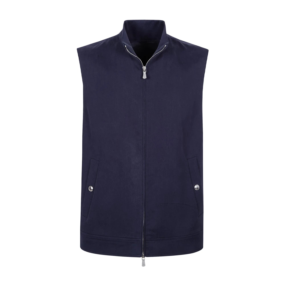 Eleventy Herren Blau - Gilet Full Zip Collo In Piedi - Jackets - 4XL