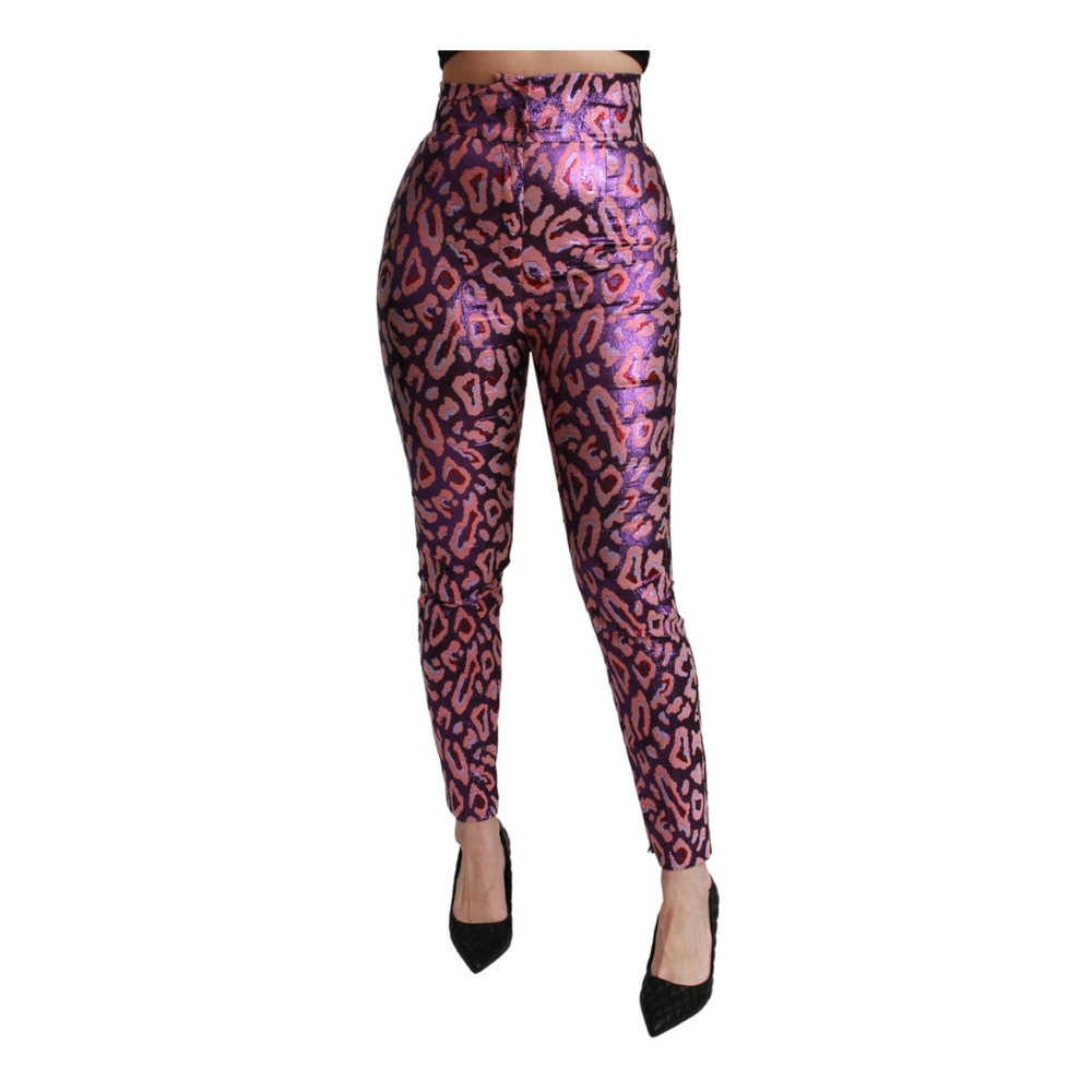 Dolce & Gabbana Damen Multicolor - Logo-Detail High-Waist Seidenhose - Trousers - Mehrfarbig -S