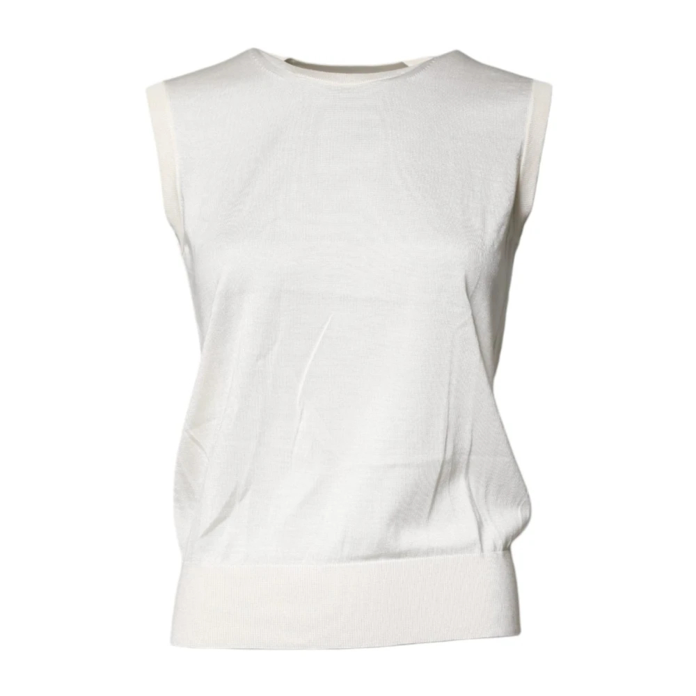 Dolce & Gabbana Damen Beige - Seiden Tanktop Mit Rundhalsausschnitt - Tops - 2XS