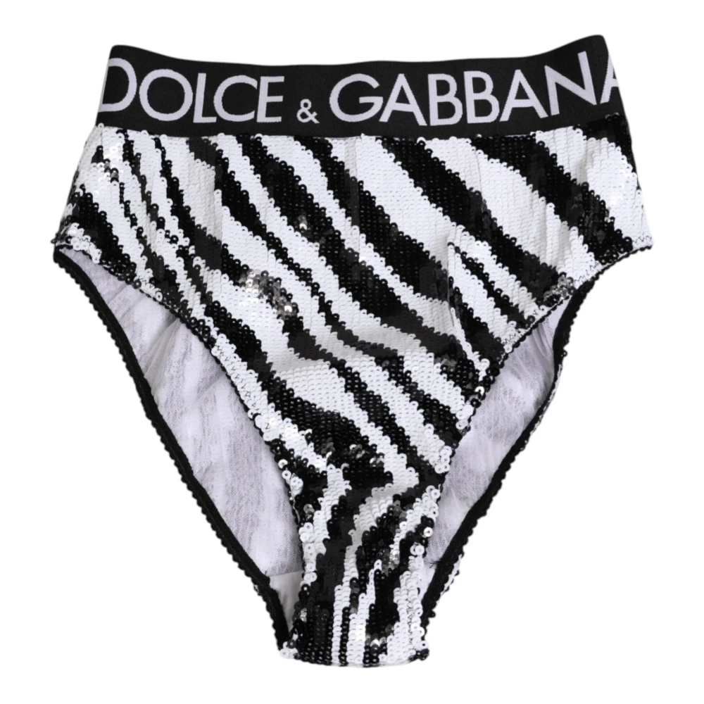Dolce & Gabbana Damen Weiß - Gestreifte High-Waist-Slip-Unterwäsche - Underwear - S
