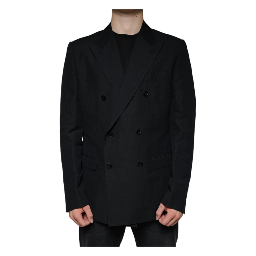 Dolce & Gabbana Herren Schwarz - Er Leinen-Doppelreiher-Blazer - Jackets - K -2Xl