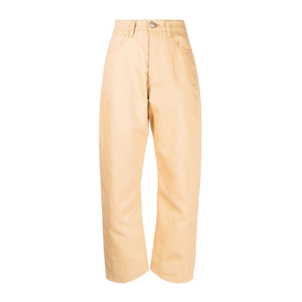 Jil Sander - Elegante Beige Baumwoll-Leinenhose - Trousers -Damen -Beige -2Xs