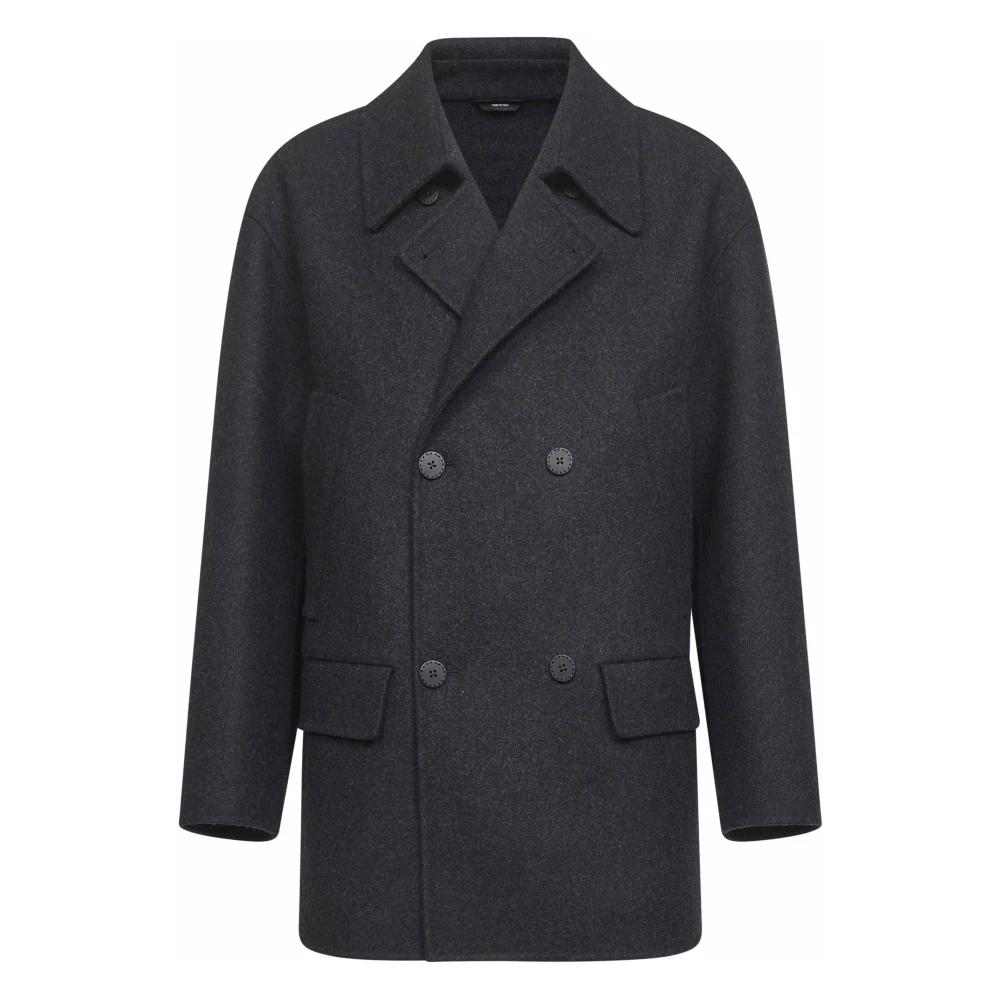 Fendi Herren Grau - Er Wollmantel Mit Doppelreihiger Knopfleiste - Coats - L
