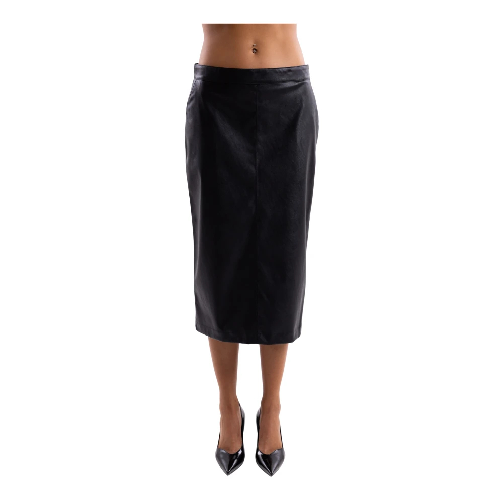 Pinko Damen Schwarz - Bleistiftrock Mit Nappaleder-Effekt - 44 - Bild 5