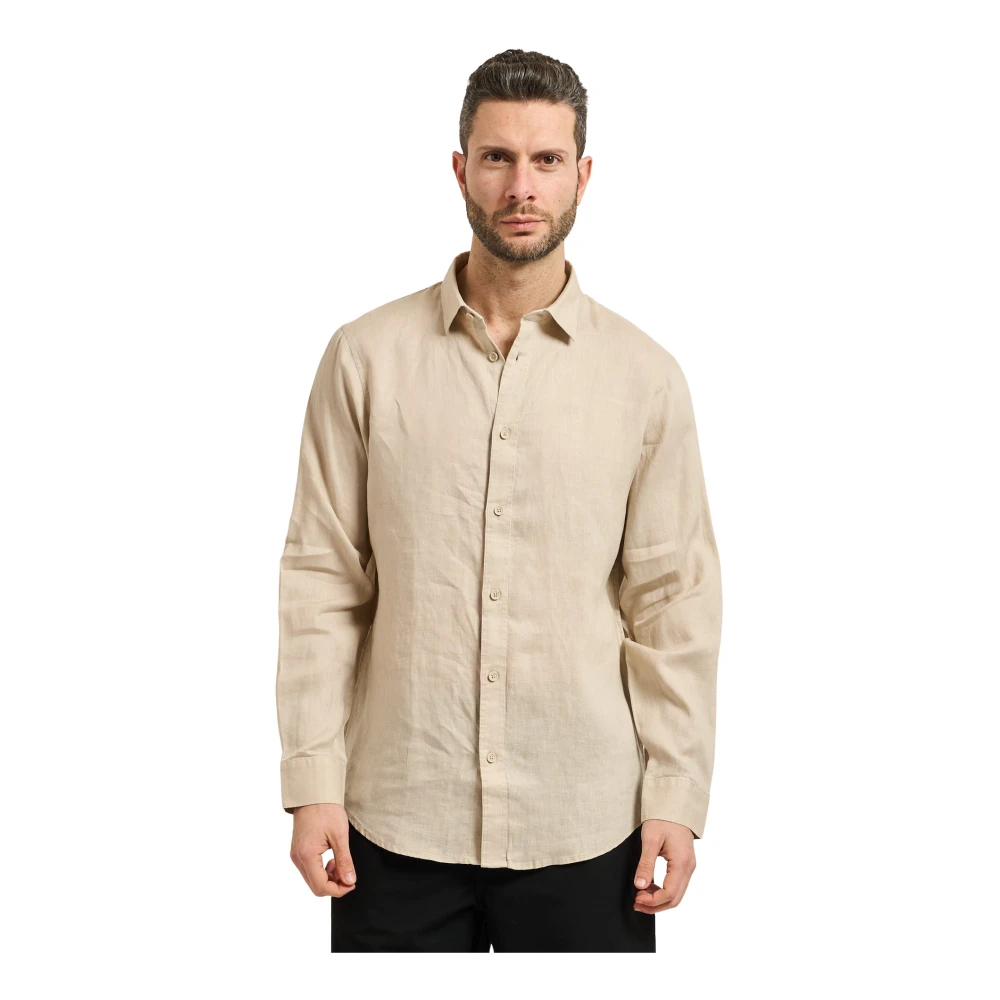 Armani Exchange Herren Beige - Regular Fit Leinenhemd - Shirts - S