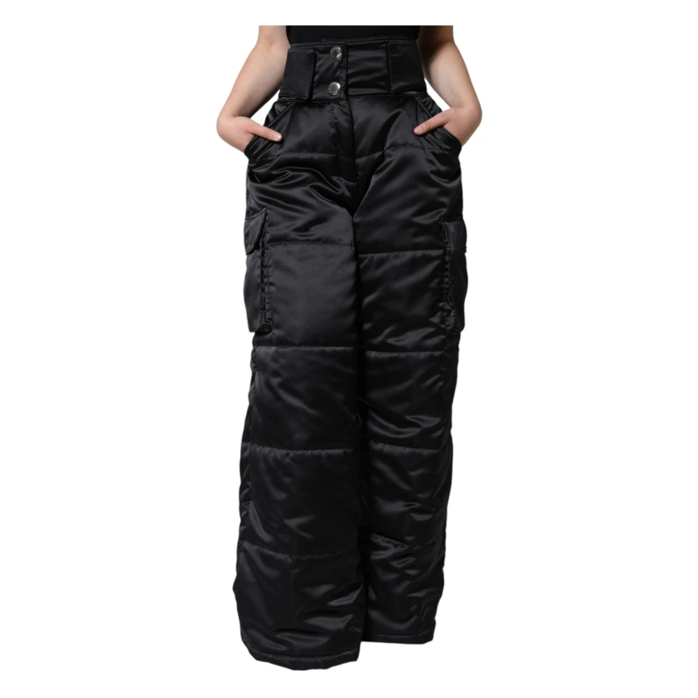 Dolce & Gabbana Damen Schwarz - Gesteppte High Waist Bootcut-Hose - Trousers - K - Xs