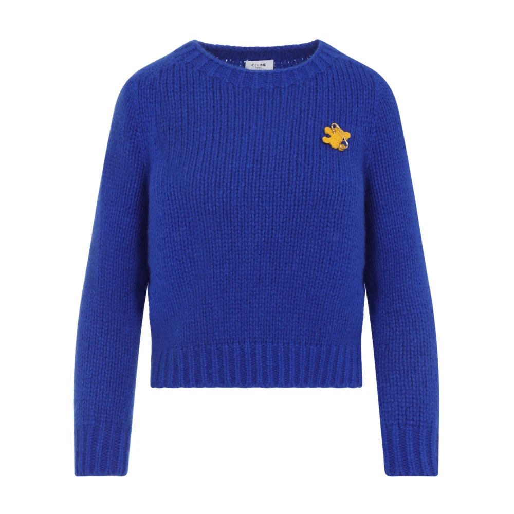 Celine Damen Blau - Rundhalspullover Aus Kaschmir Und Seide - Knitwear - S