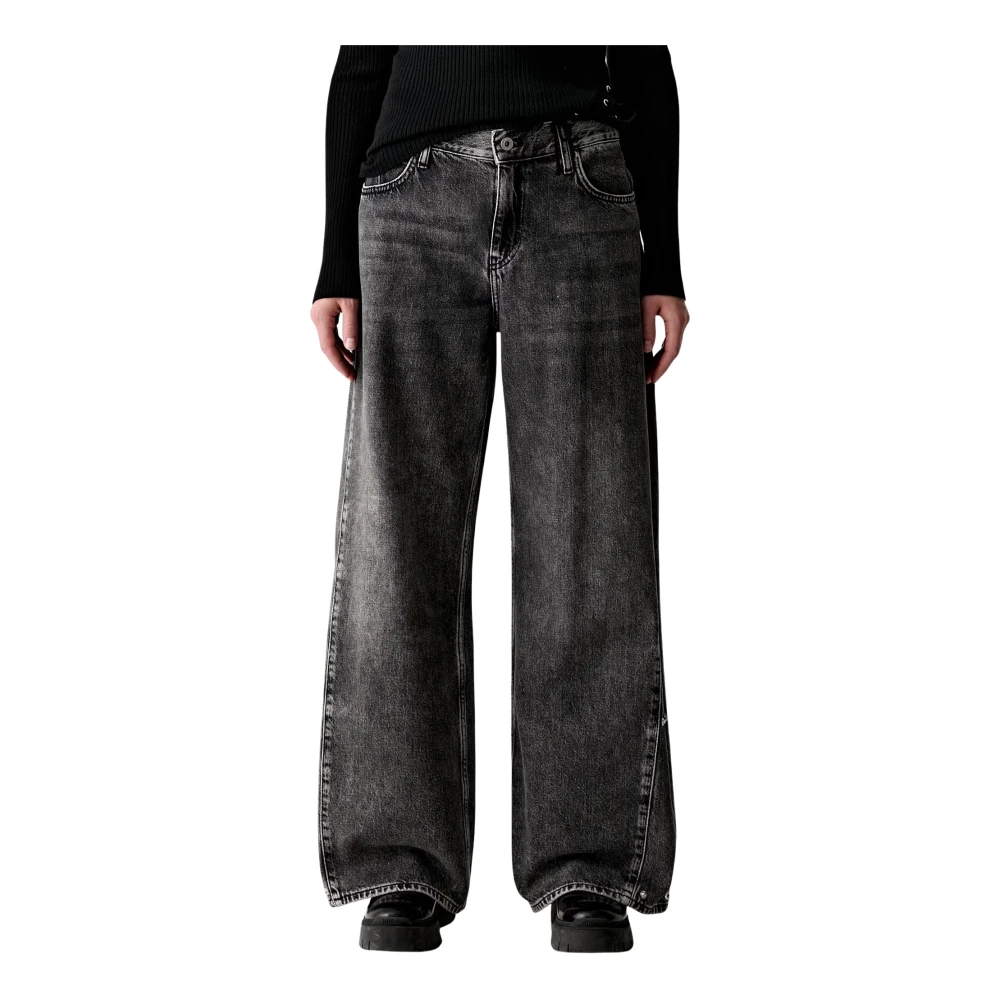 Karl Lagerfeld Jeans Damen Acid Dark Grey Jeans Lr Wide Leg Denim W25/L30 - Bild 4