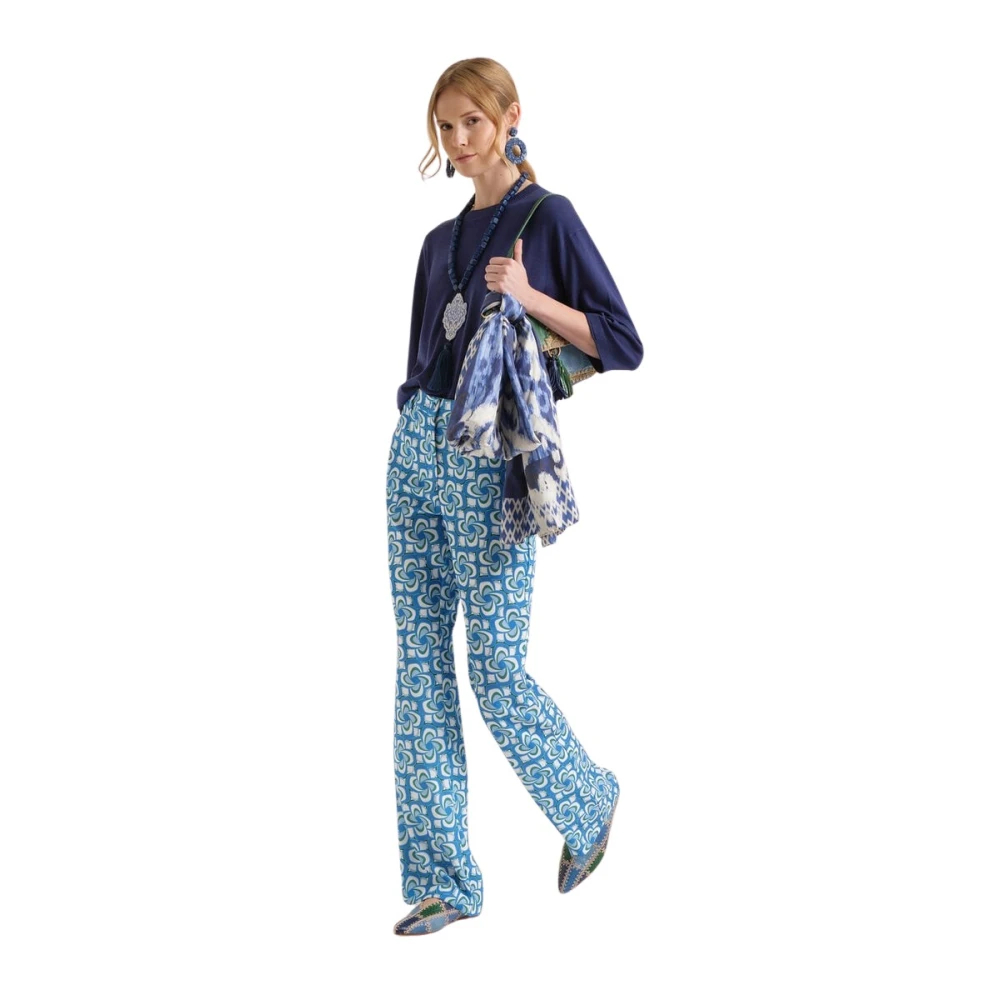 Maliparmi Damen Blau - Mouliné Cady Hose - Trousers - 2XL