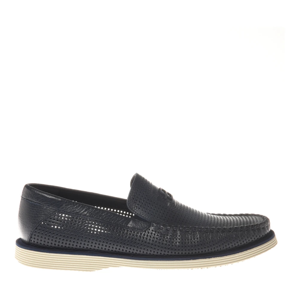 Baldinini Herren Blau - Loafer In Perforated Tumbled Leather - Shoes - 42 Eu