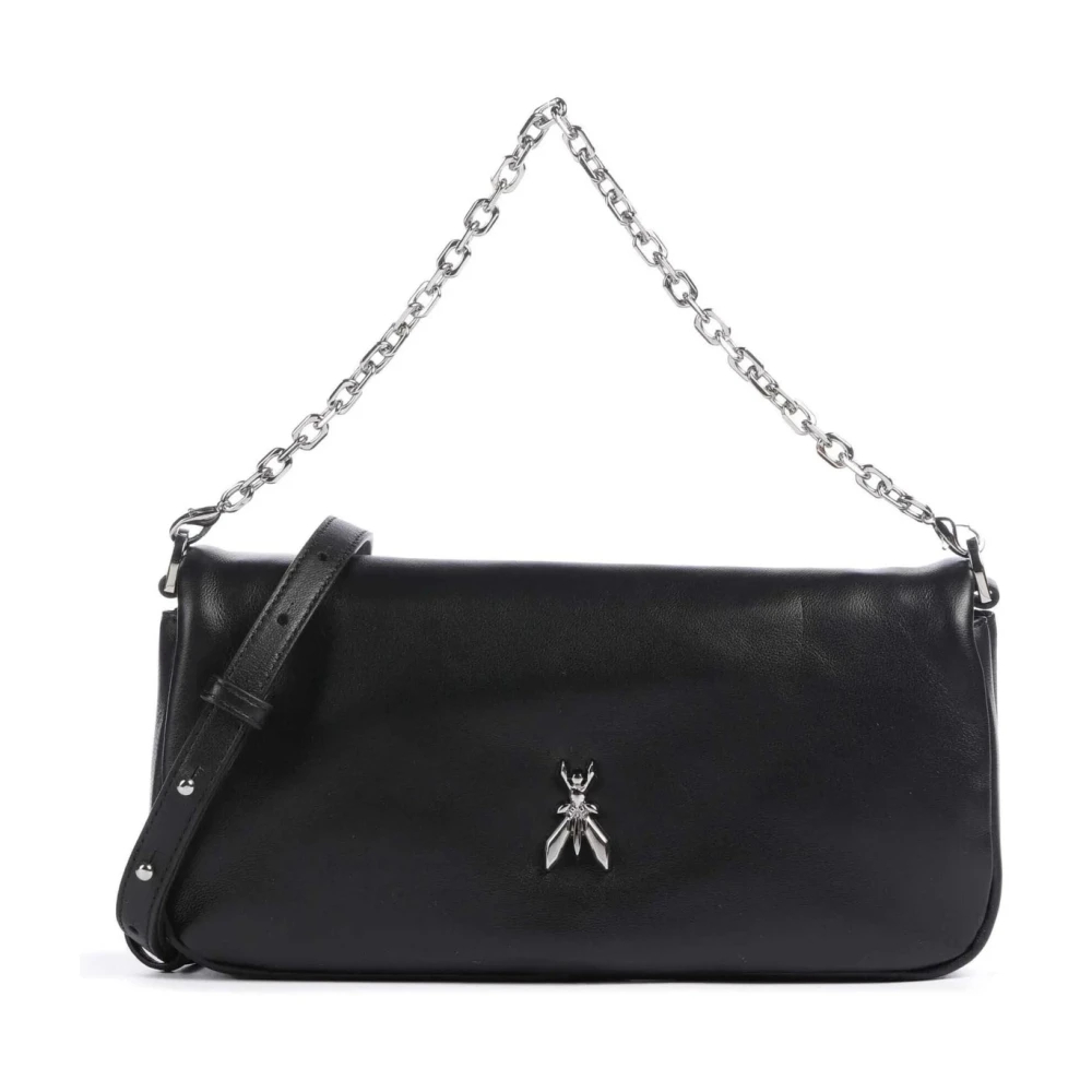 Patrizia Pepe Damen Schwarz - E Leder-Crossbody-Tasche Mit Metallfliege - Bags - K - One Size