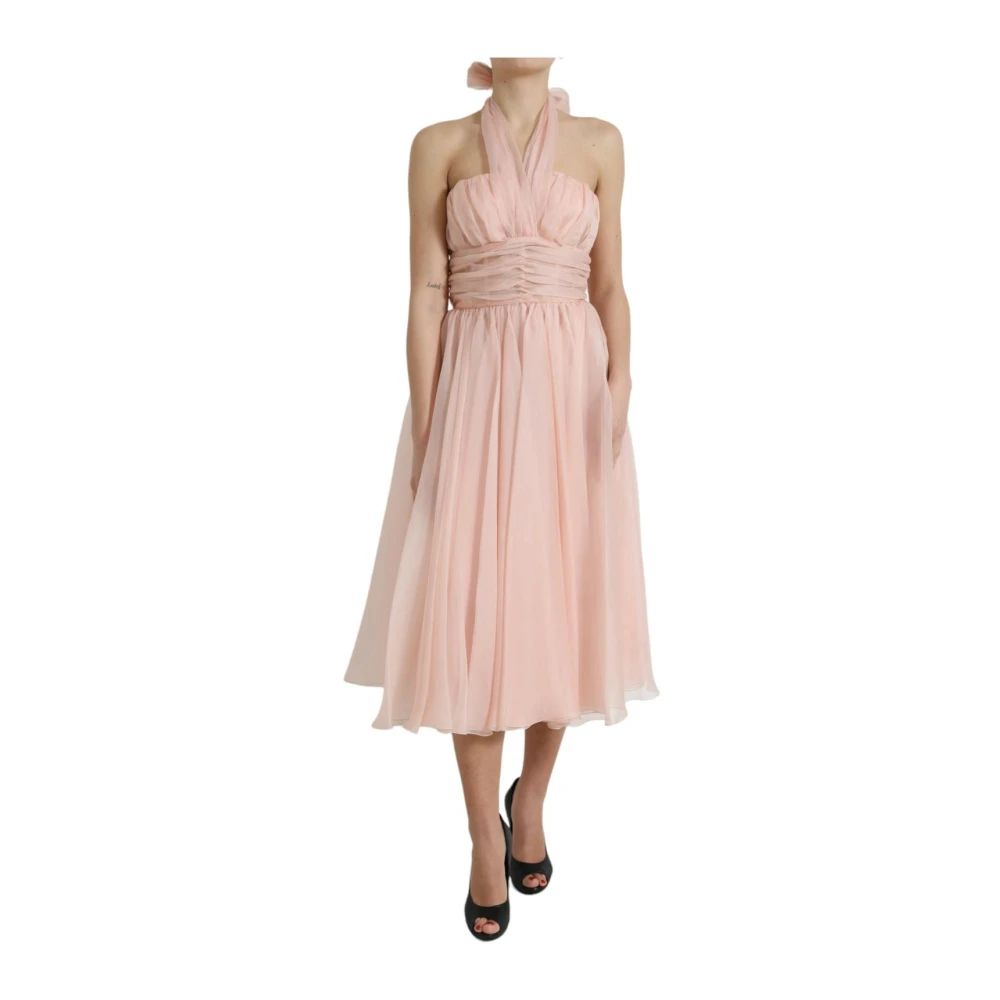 Dolce & Gabbana Damen Rosa - Seiden Chiffon Halter A-Linie Kleid - Dresses - Xs